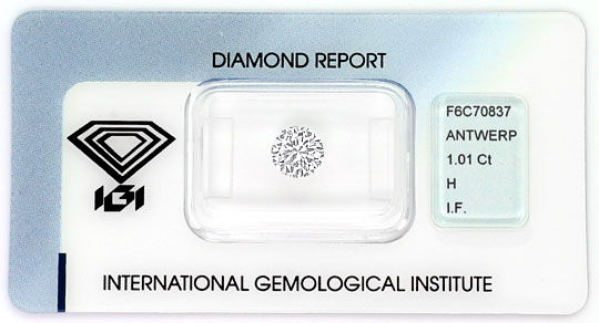 Foto 1 - Diamant 1,01ct Brillant IGI Lupenrein Wesselton Weiss H, D6362