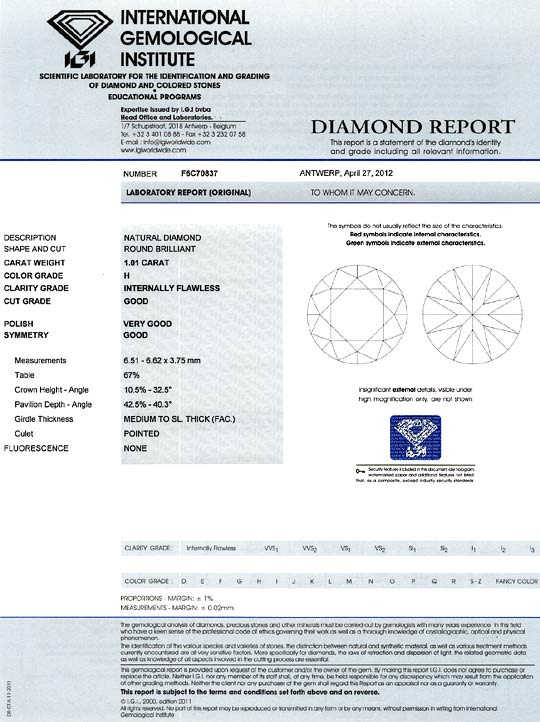 Foto 9 - Diamant 1,01ct Brillant IGI Lupenrein Wesselton Weiss H, D6362