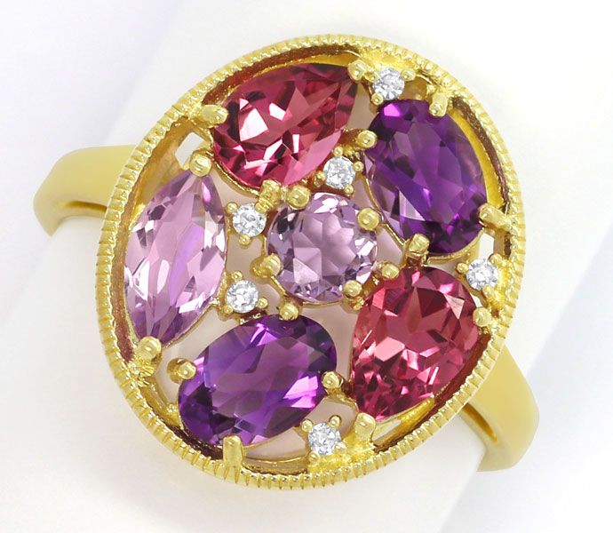 Foto 3 - Gold-Diamanten-Ring Ohrringe Collier, Amethyst Morganit, R6923