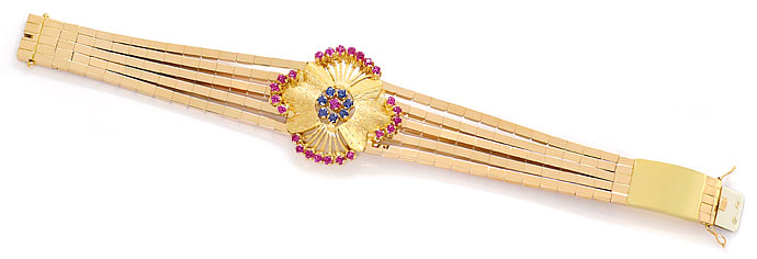 Foto 1 - Exquisites Gold-Armband mit Spitzen Rubinen und Safiren, S3093