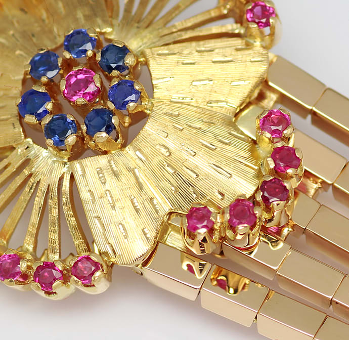 Foto 2 - Exquisites Gold-Armband mit Spitzen Rubinen und Safiren, S3093