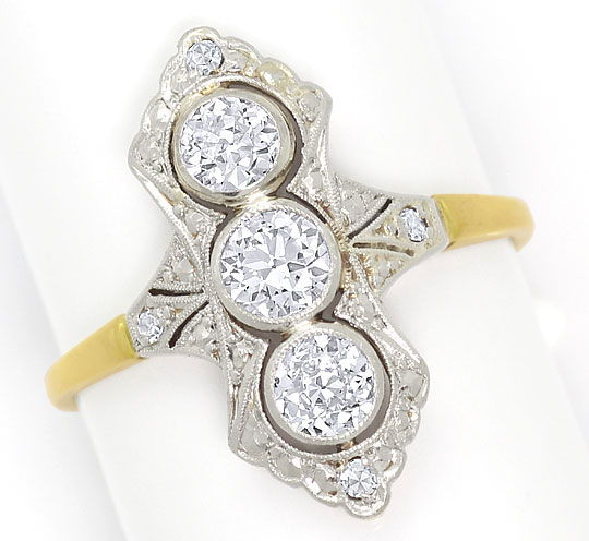 Foto 2 - Alter Art Deco Diamanten-Ring 0,88Carat Platin und Gold, S4815