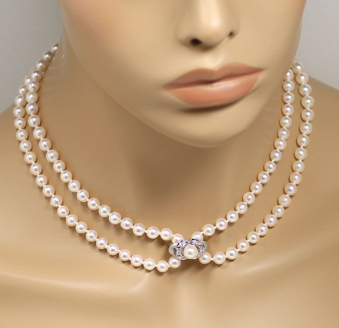 Foto 4 - Perlenkette 90cm  6,5mm Diamant Clip, viele Variationen, S9004